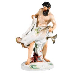 Groupe de porcelaine Art Nouveau « The Mermaid Catch », par E. Herter, Meissen, vers 1900