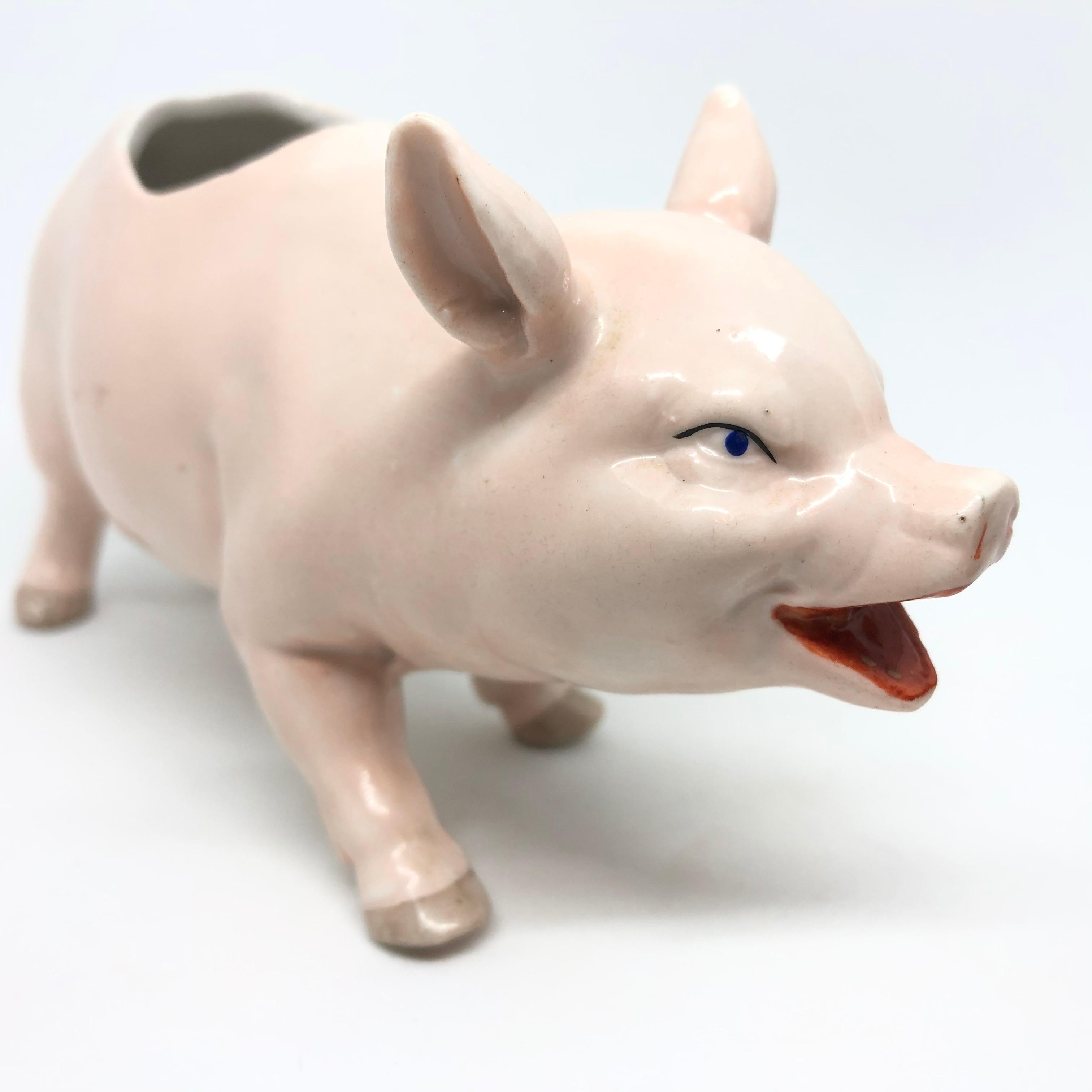 Autrichien Attrape-tout en porcelaine Art Nouveau Cochon rose Antique:: allemand:: années 1910 en vente