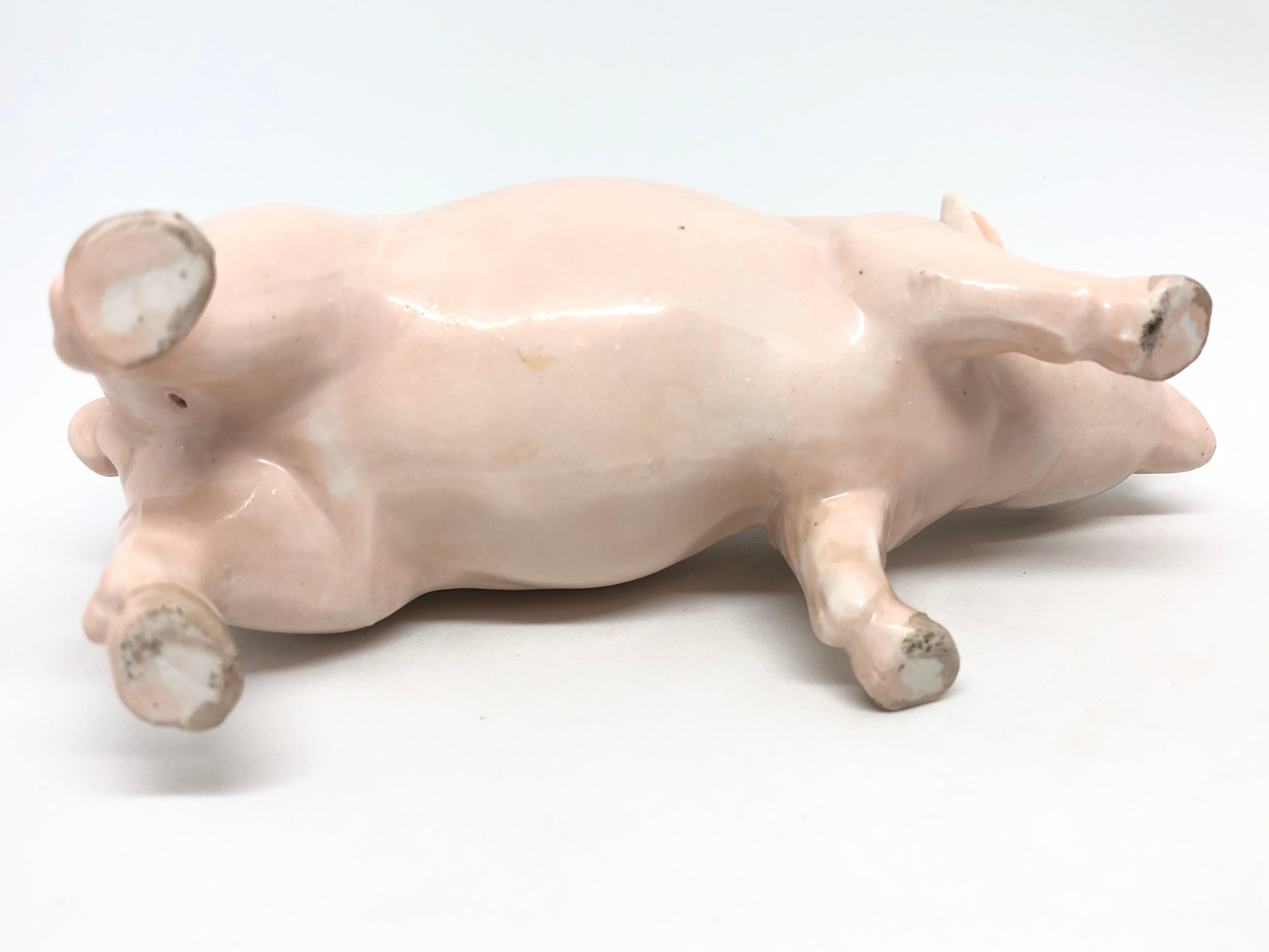 Attrape-tout en porcelaine Art Nouveau Cochon rose Antique:: allemand:: années 1910 Bon état - En vente à Nuernberg, DE