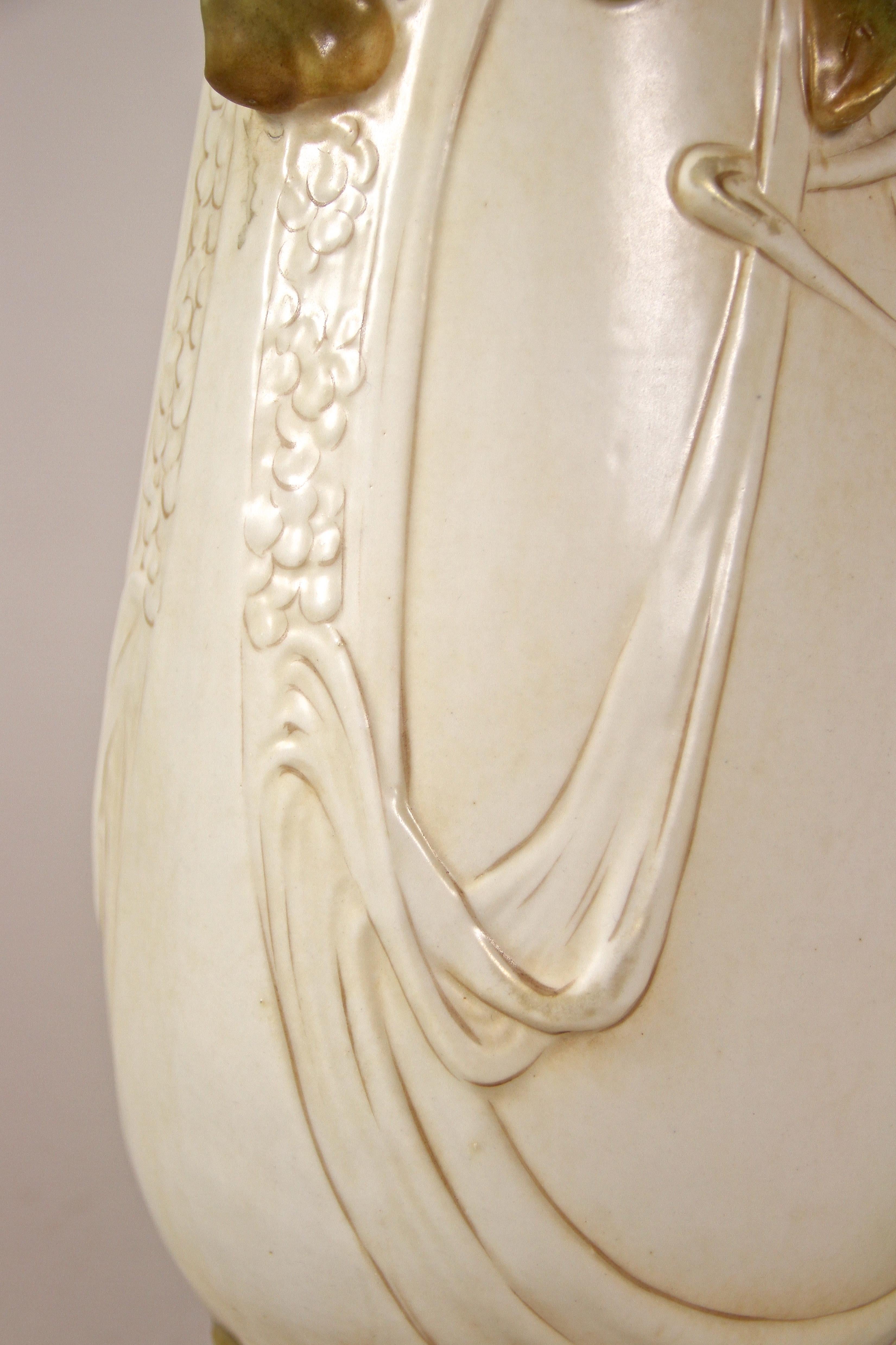 Art Nouveau Porcelain Vase with Olives by Royal Dux, Bohemia, circa 1900 3