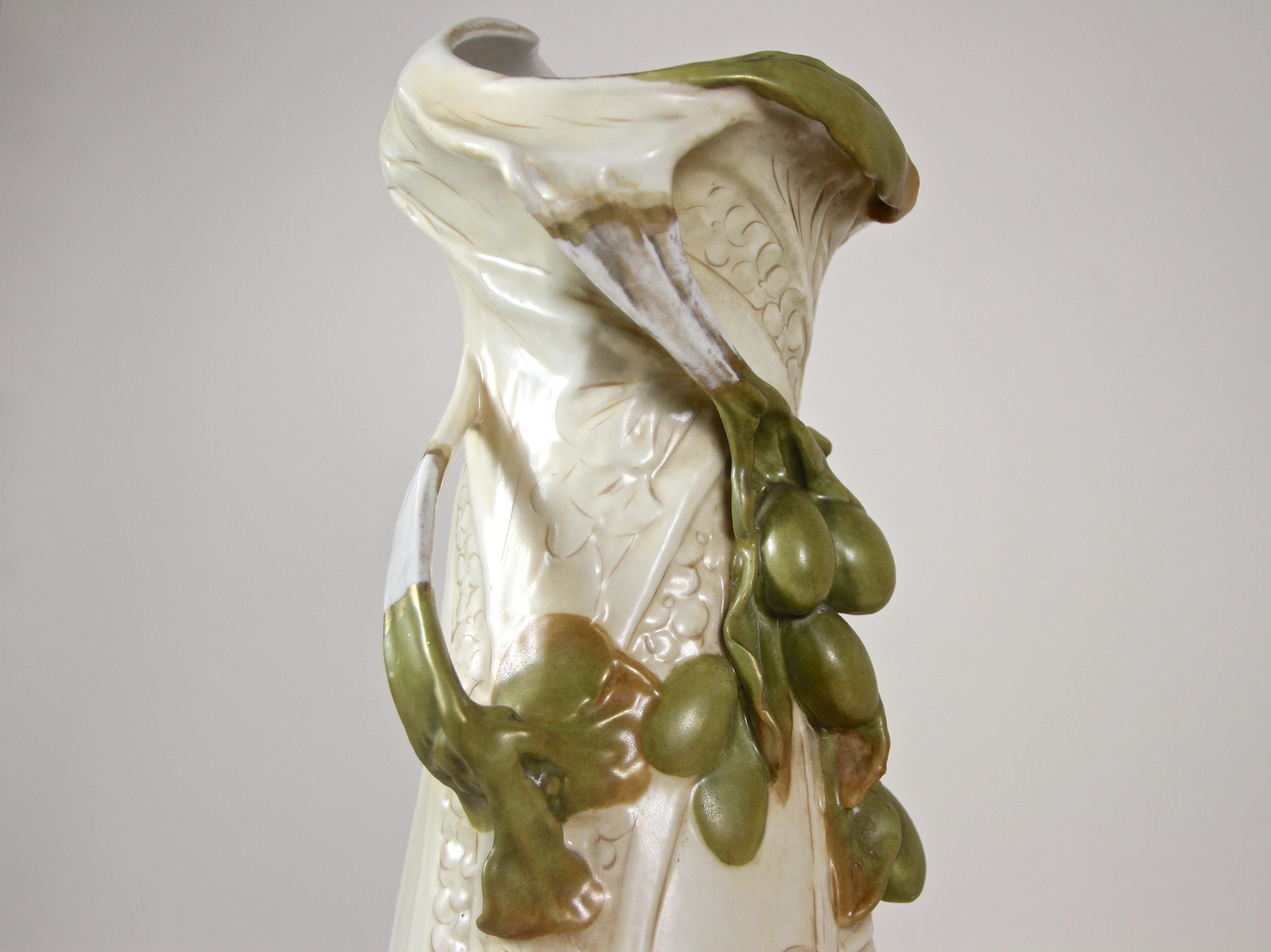 Art Nouveau Porcelain Vase with Olives by Royal Dux, Bohemia, circa 1900 1