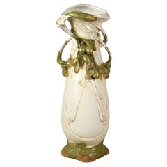 Art Nouveau Porcelain Vase with Olives by Royal Dux, Bohemia, circa 1900