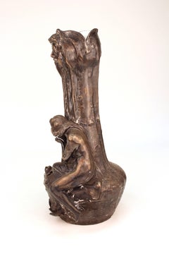 Jugendstil-Porzellanvase mit Silberauflage