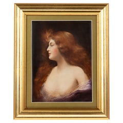 Art Nouveau Portrait of a Red-Haired Beauty, Elite Works Porcelain Plaque