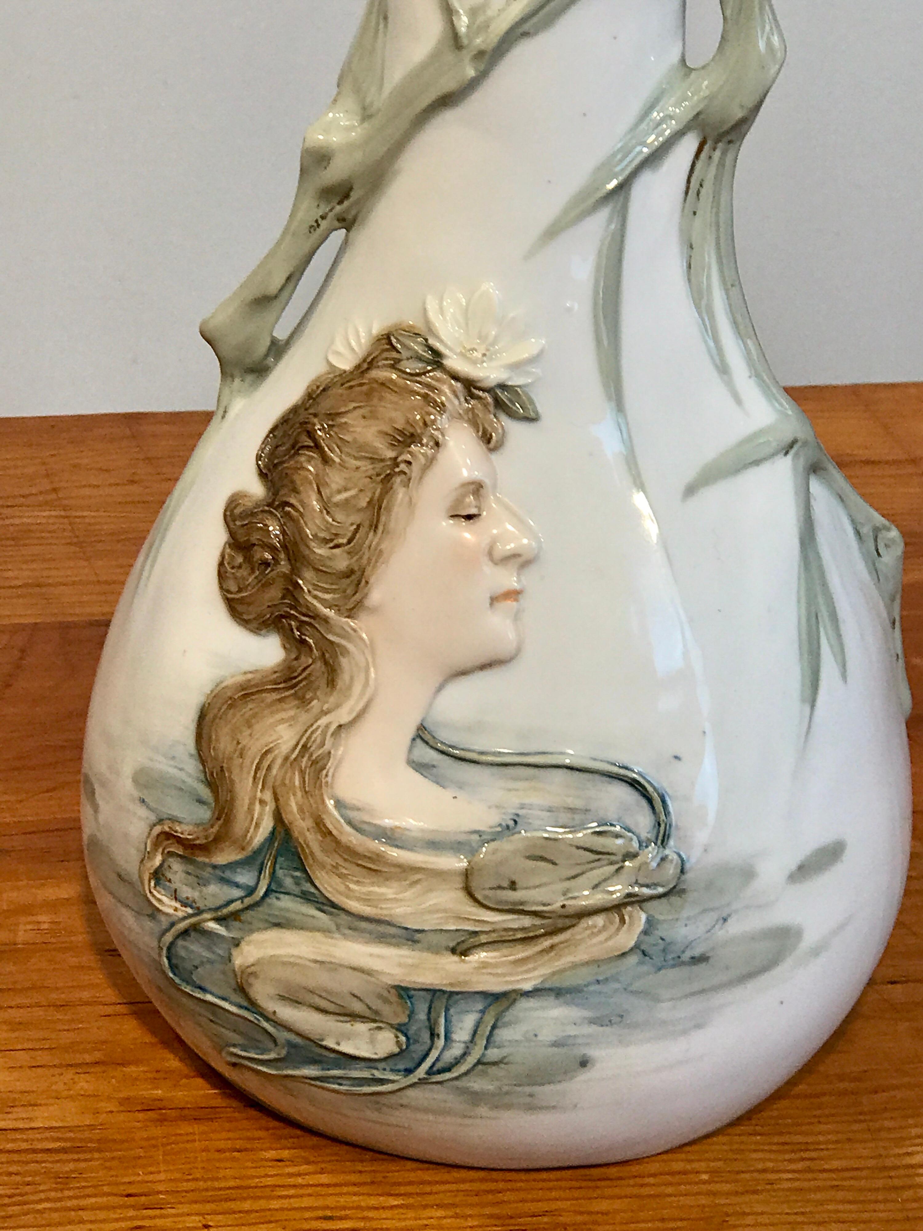 Austrian Art Nouveau Portrait Vase Attributed to Teplitz For Sale