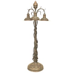 Art Nouveau Patinated Metal Jeweled Floor Lamp