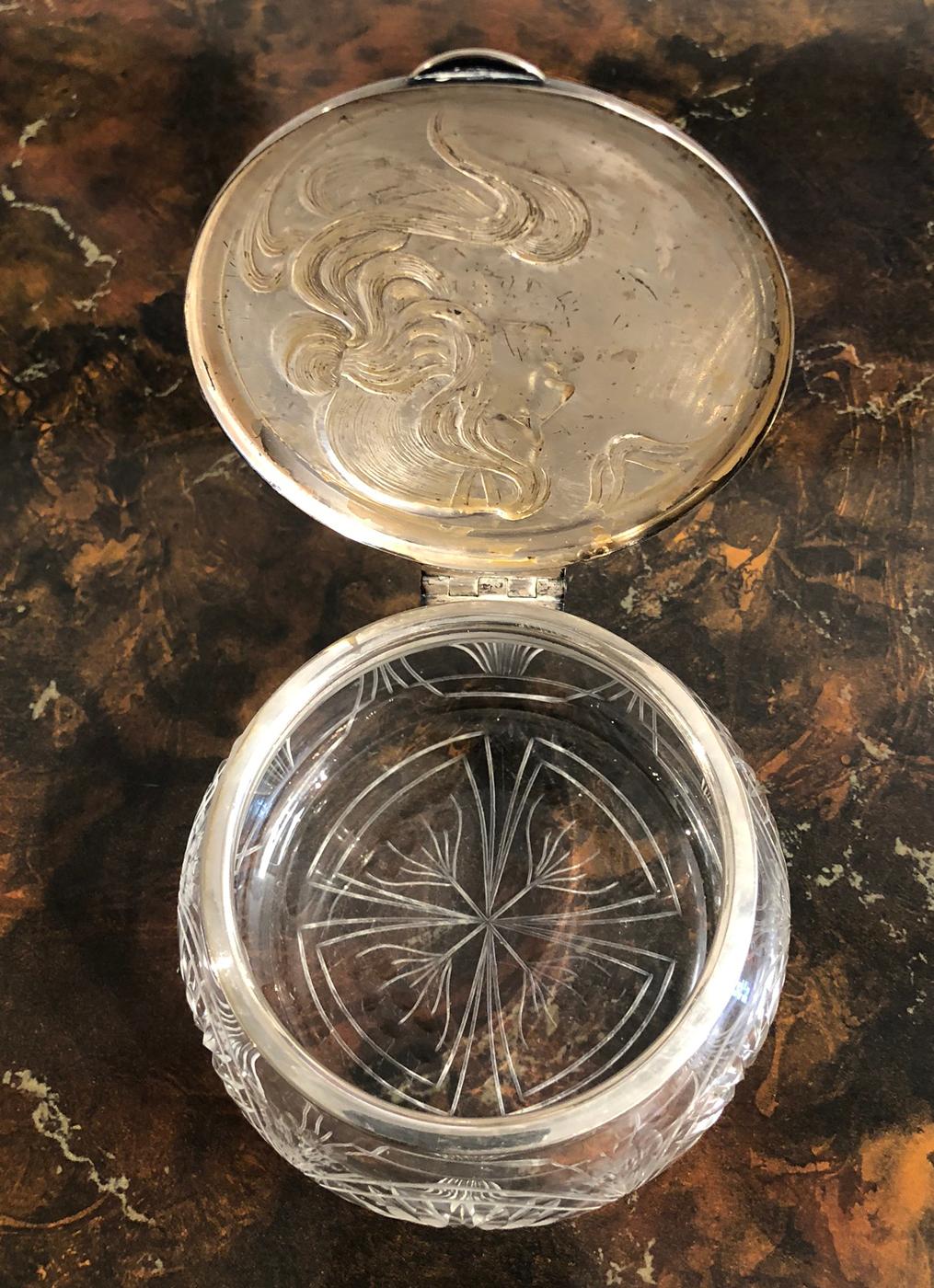 Pressed Art Nouveau Powder Jar