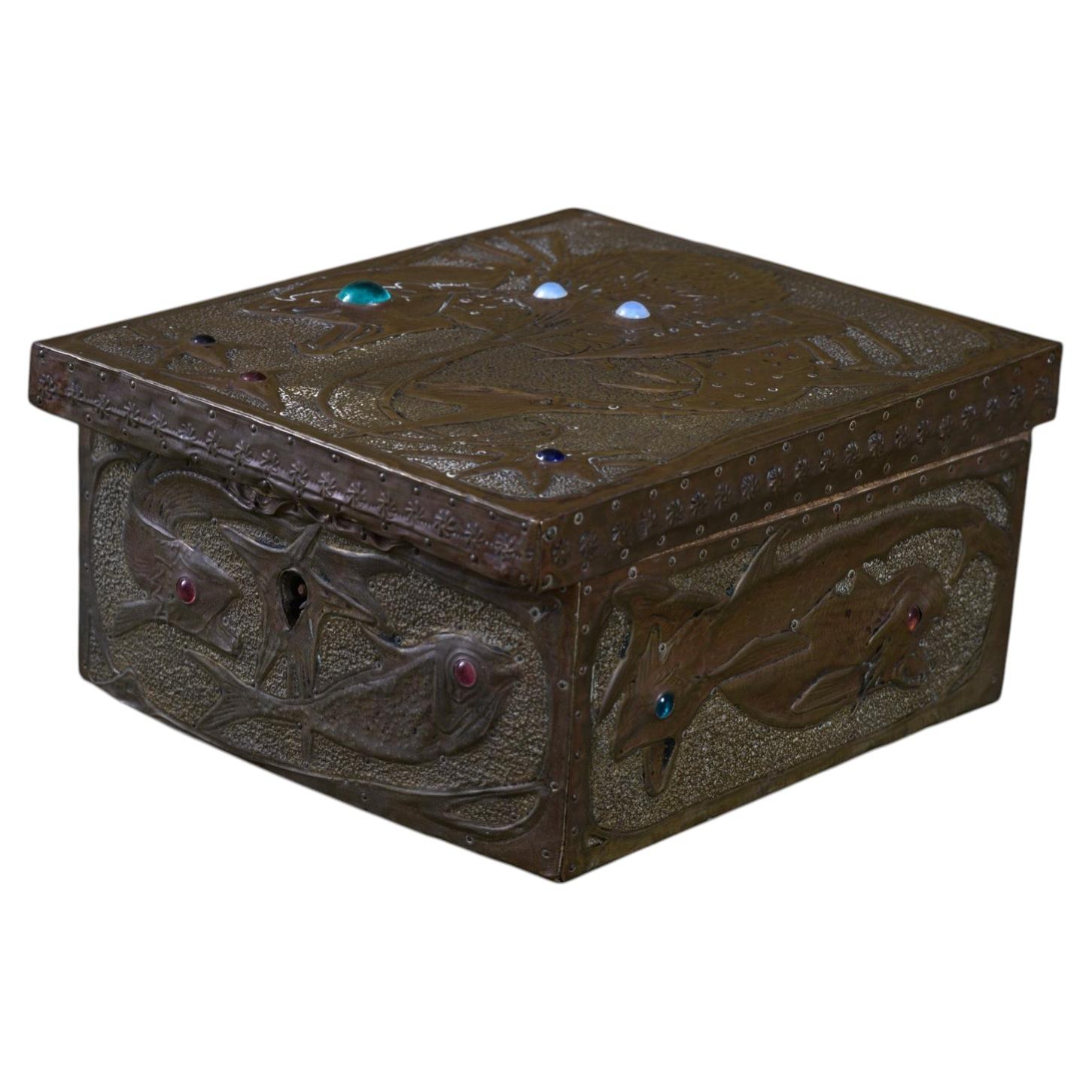 Art Nouveau "Predator Box" Repoussé Box by Alfred Daguet