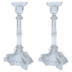 Candelabros de cristal prensado de estilo Art Nouveau de Vallerysthal & Portieux, Francia, década de 1920