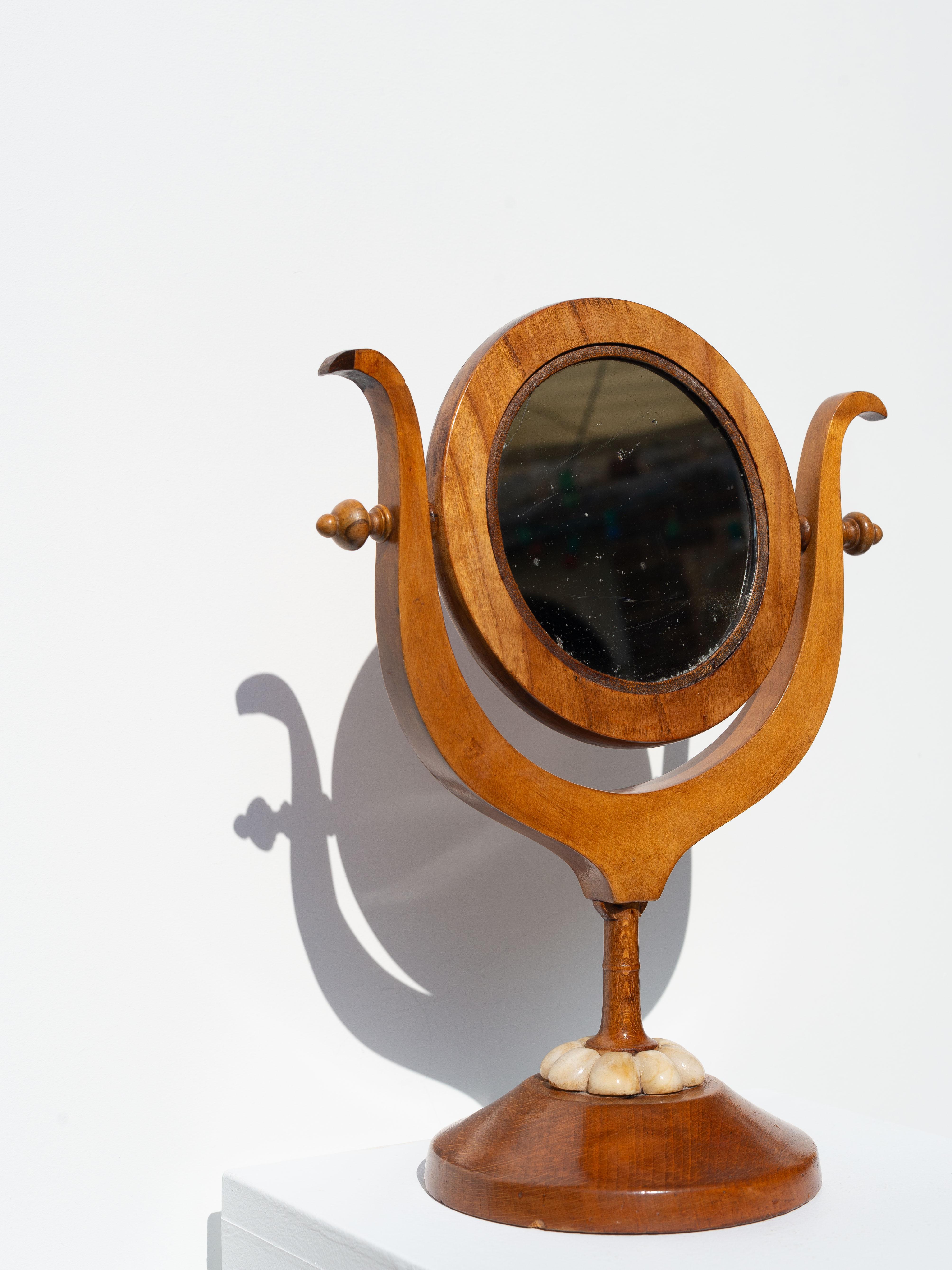 Specchio Art Nouveau Psyche in noce e alabastro, Francia, XIX secolo in vendita 1