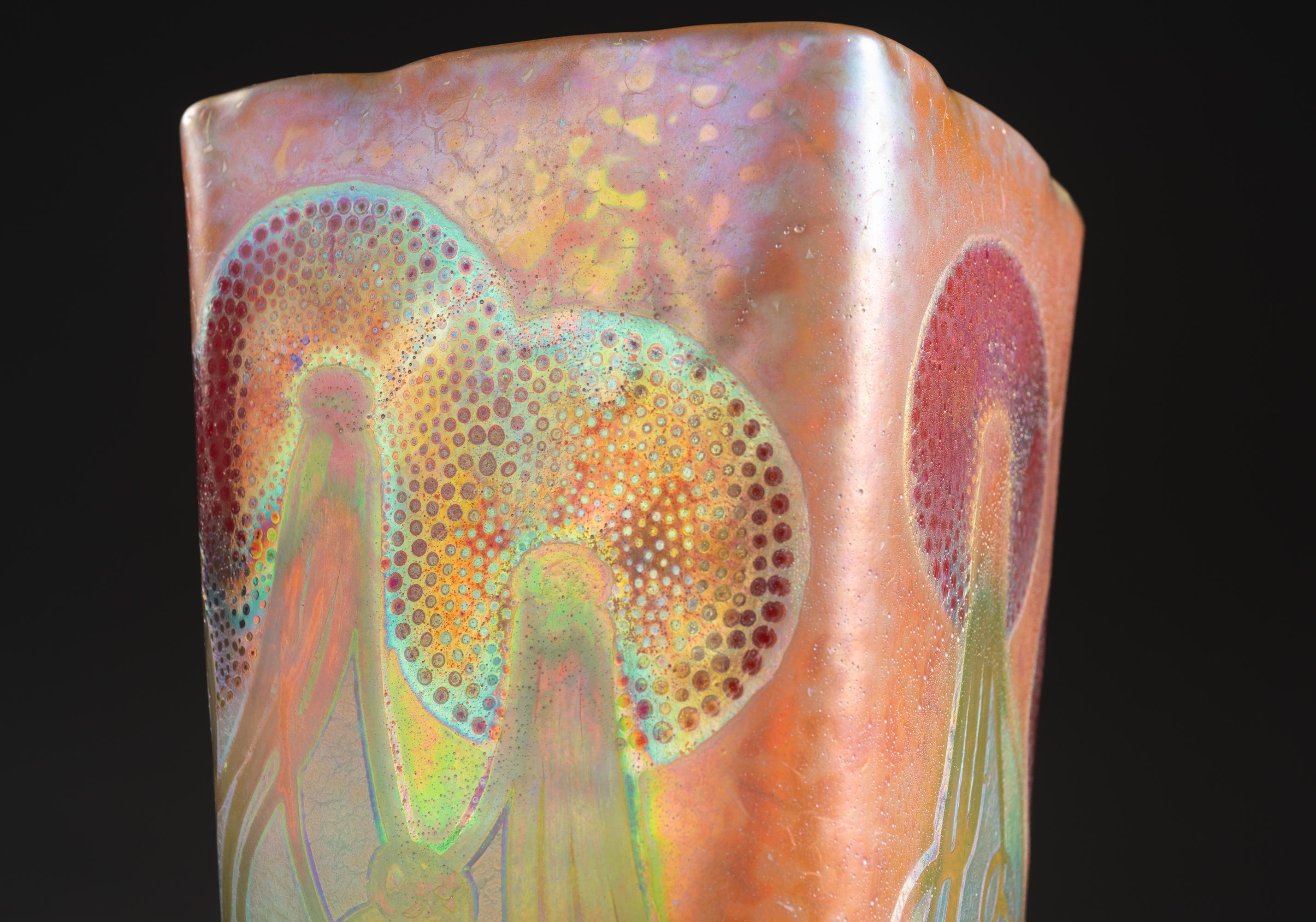 Jarrón Art Nouveau Psicodélico Diente de León de Clement Massier en venta 7