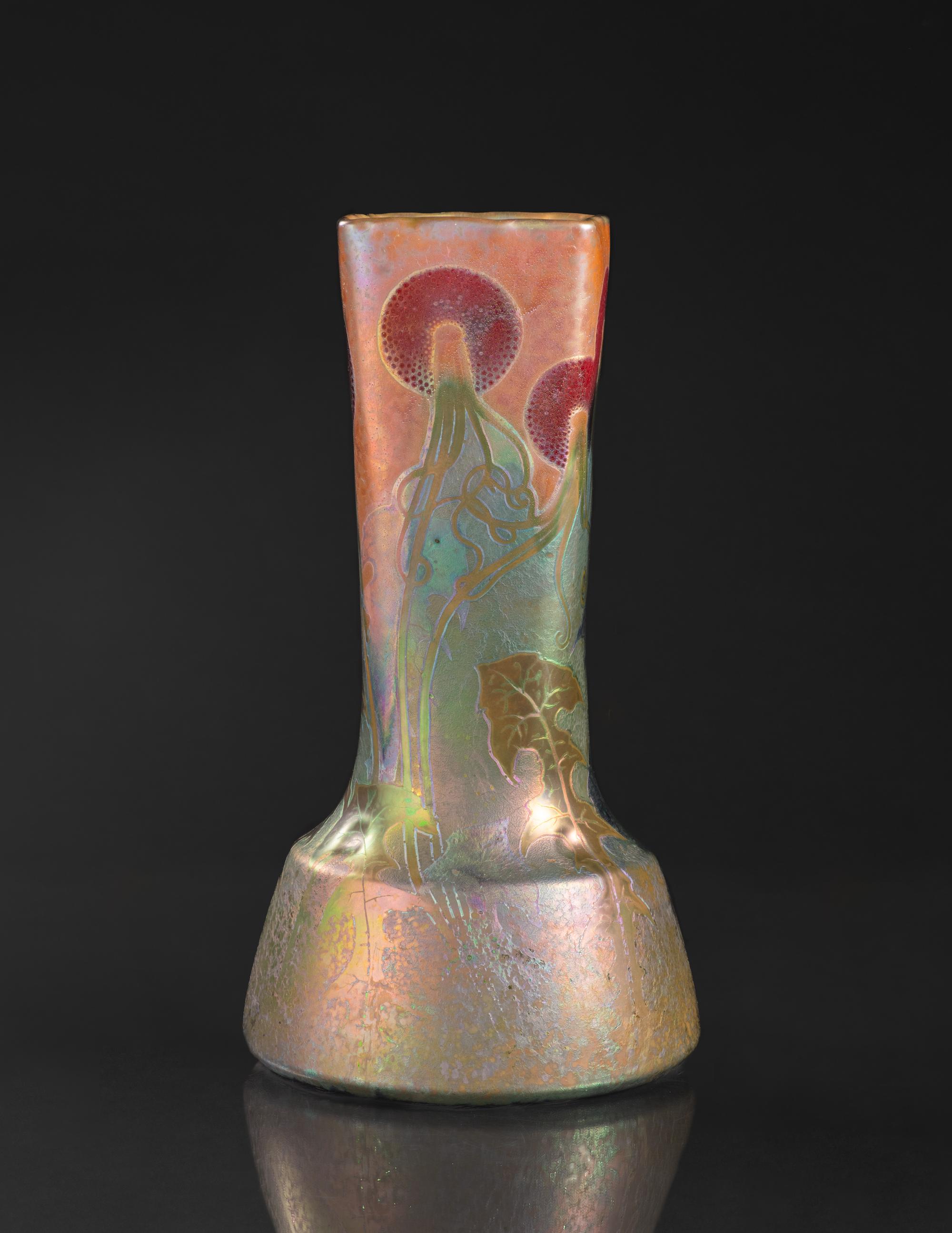 Jarrón Art Nouveau Psicodélico Diente de León de Clement Massier en venta 2