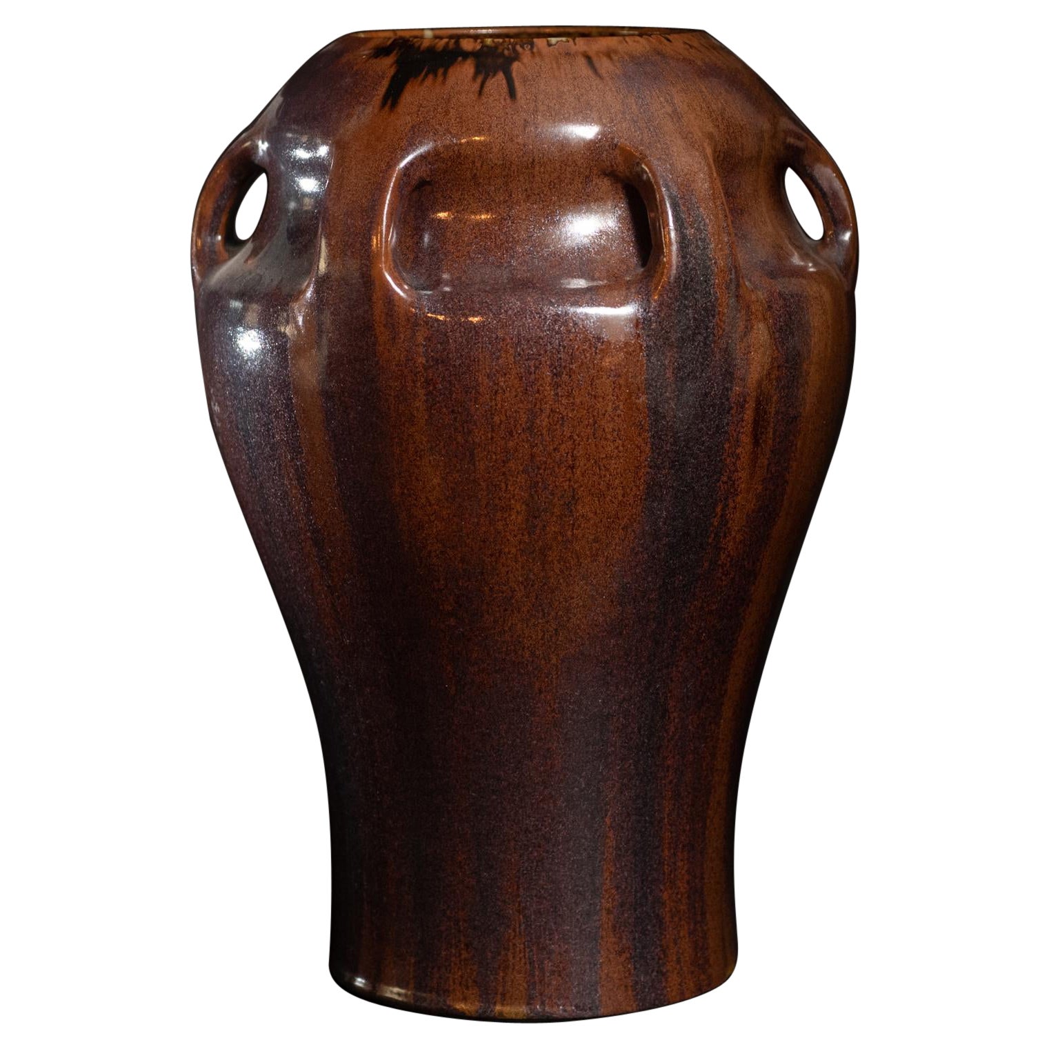 Art Nouveau Purple Hare's Fur Glaze Stoneware Vase by Auguste Delaherche