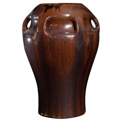 Vaso in gres Art Nouveau con pelliccia di lepre viola smaltata di Auguste Delaherche