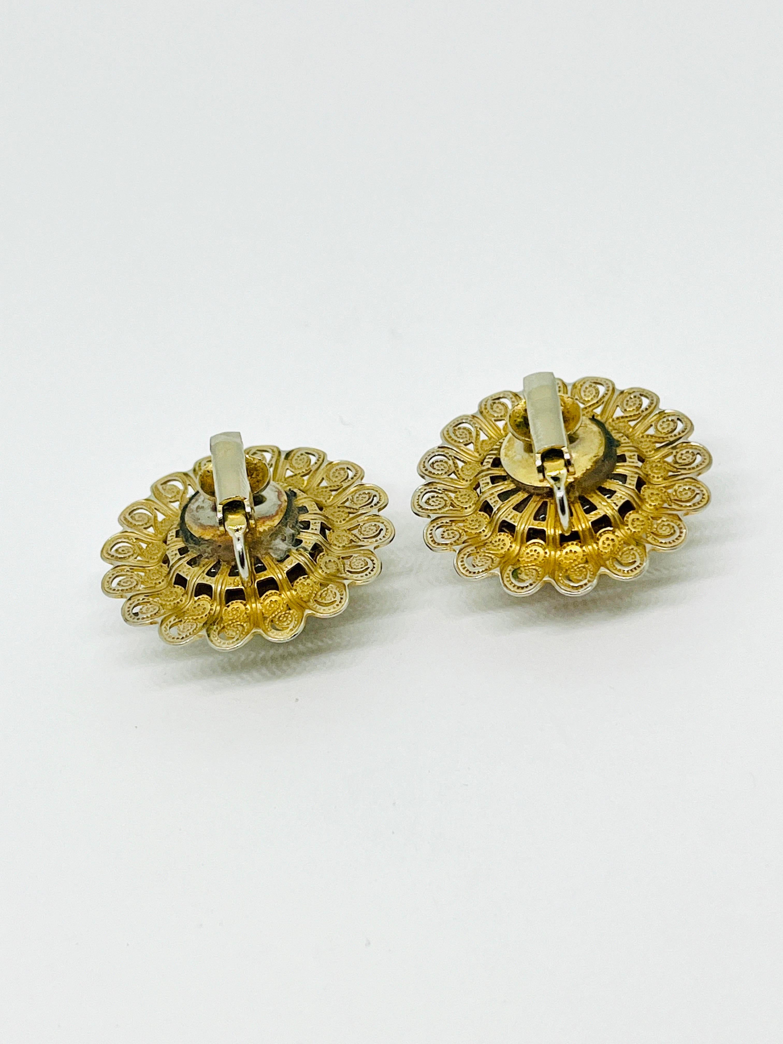 Art Nouveau Purple Rivoli Crystal Pinwire Halo Sunflower Clip Earrings For Sale 3