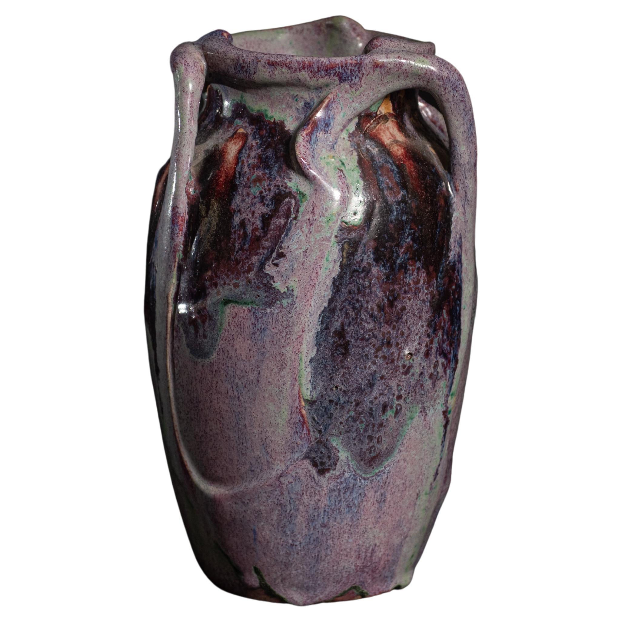 Vase Art Nouveau violet torsadé de Raoul Lachenal en vente