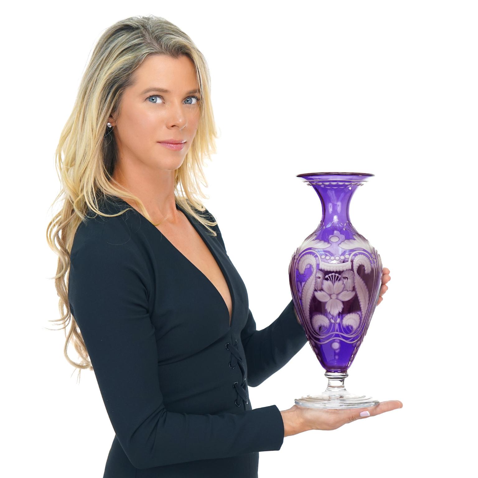 Lila Jugendstil-Vase von Libby (amerikanisch) im Angebot