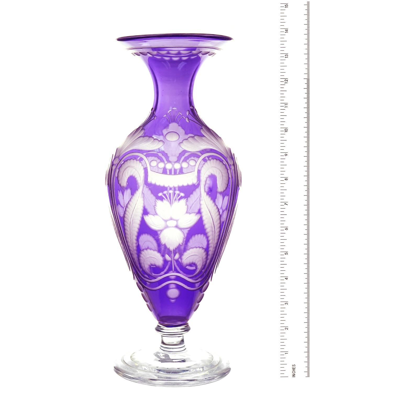 Vetro Vaso Art Nouveau viola di Libby in vendita