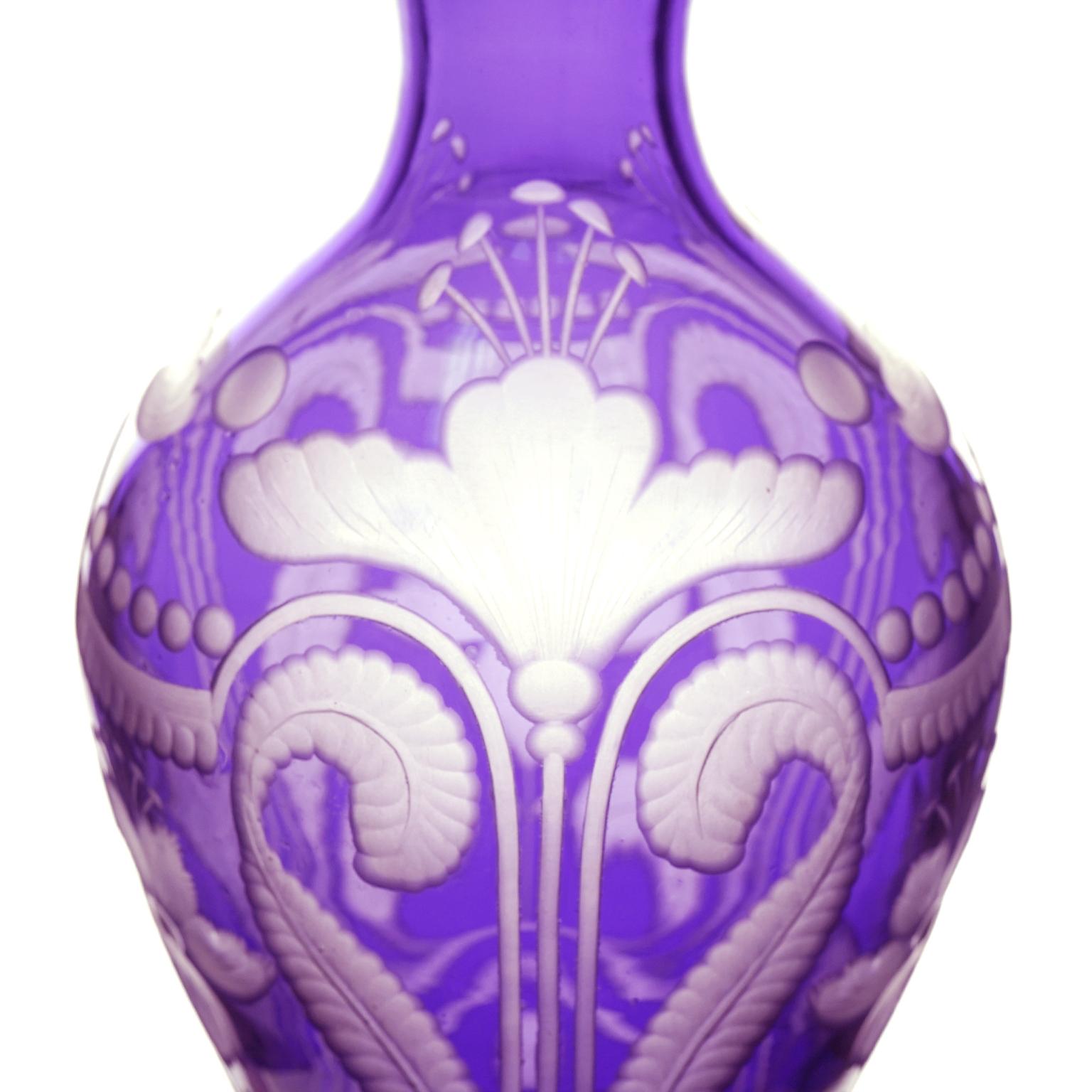 Lila Jugendstil-Vase von Libby (Glas) im Angebot