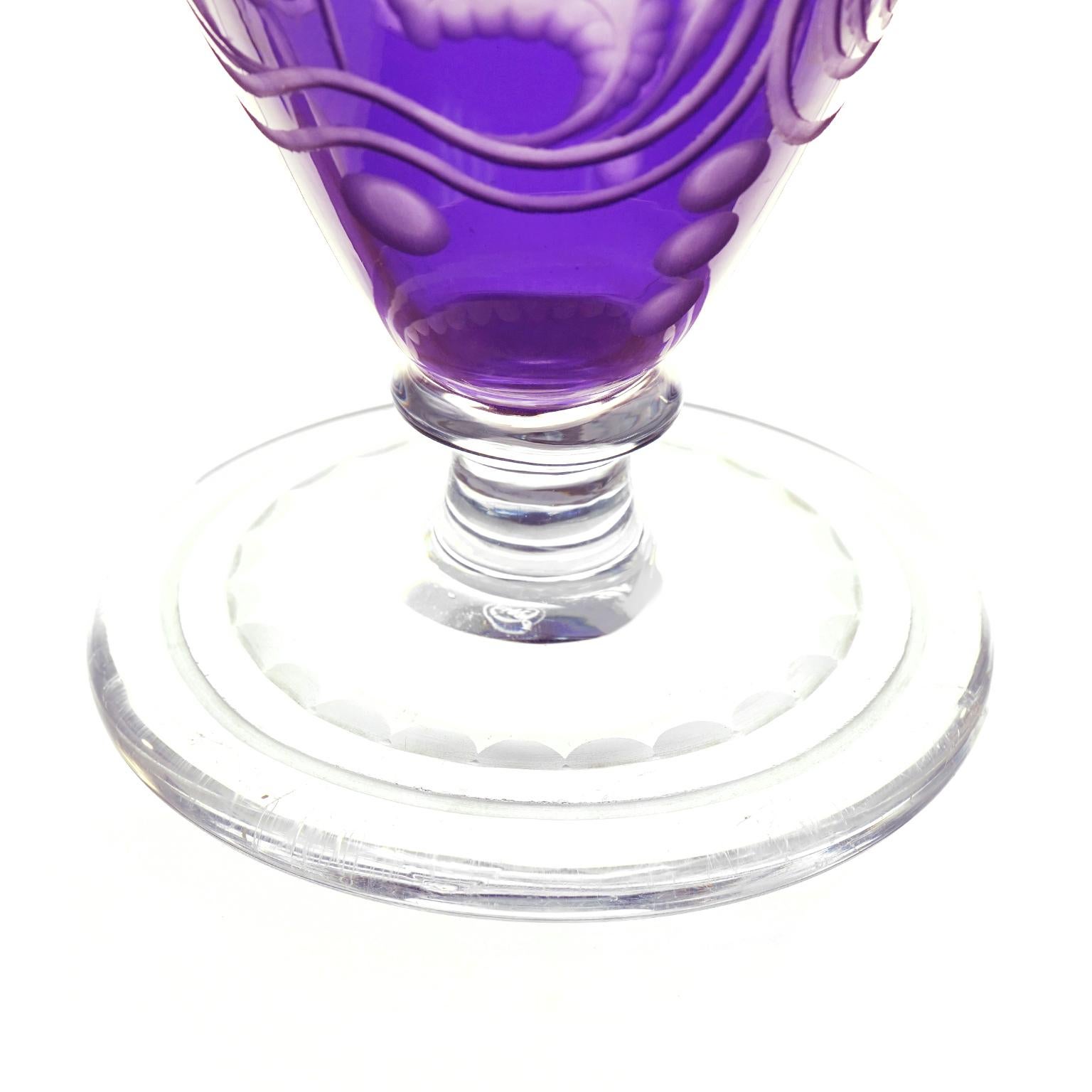 Glass Art Nouveau Purple Vase by Libby For Sale