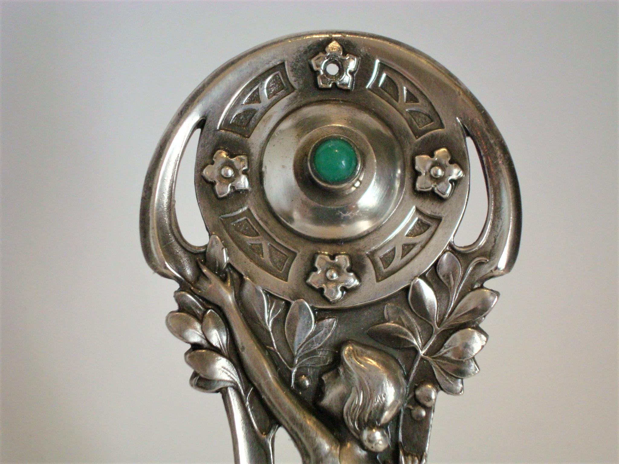 Art Nouveau push bell - Silvered metal. Made in France 1900´s.