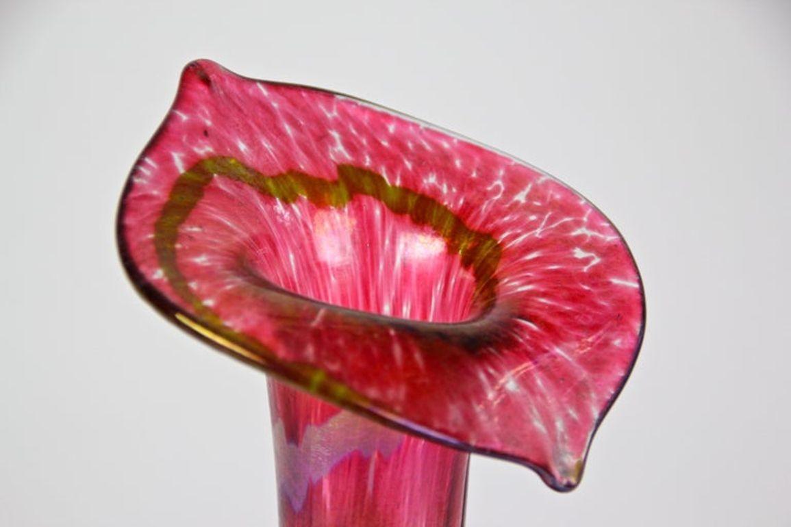 Art nouveau Vase Art Nouveau en verre rouge de Fritz Heckert 