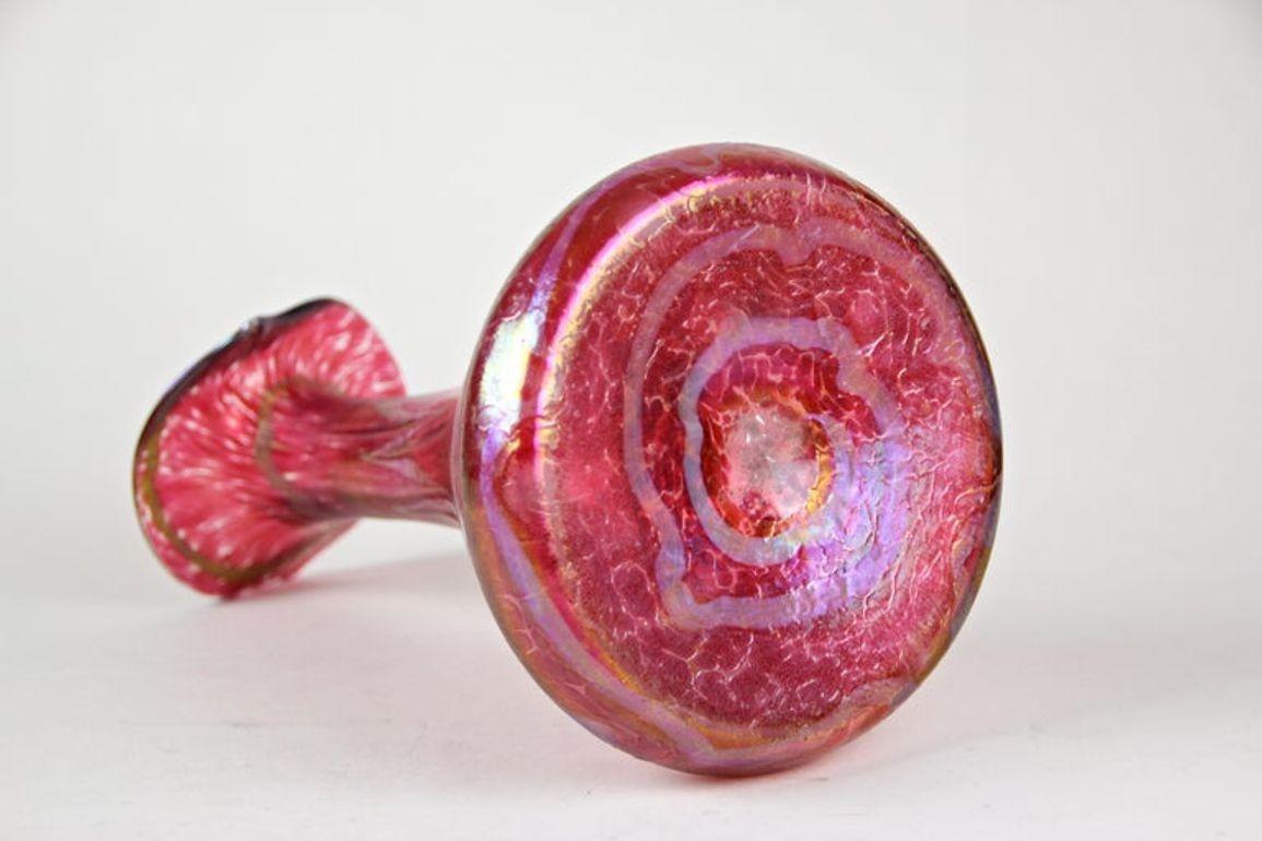 Verre brun Vase Art Nouveau en verre rouge de Fritz Heckert 