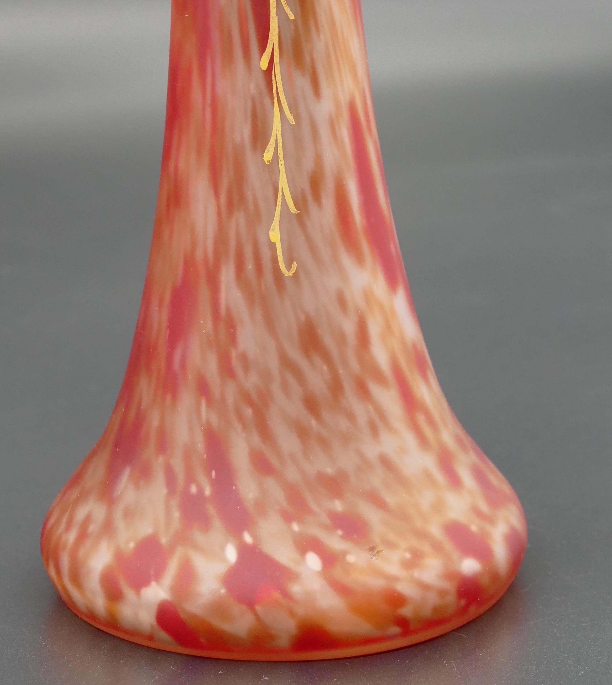 French Art Nouveau Red Marbled Vase by Legras & Cie, France, Early 20th Century For Sale