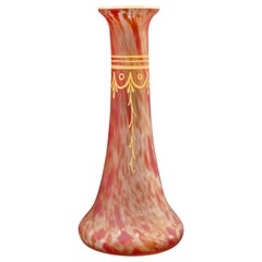 Art Nouveau Red Marbled Vase by Legras & Cie, France, Early 20th Century