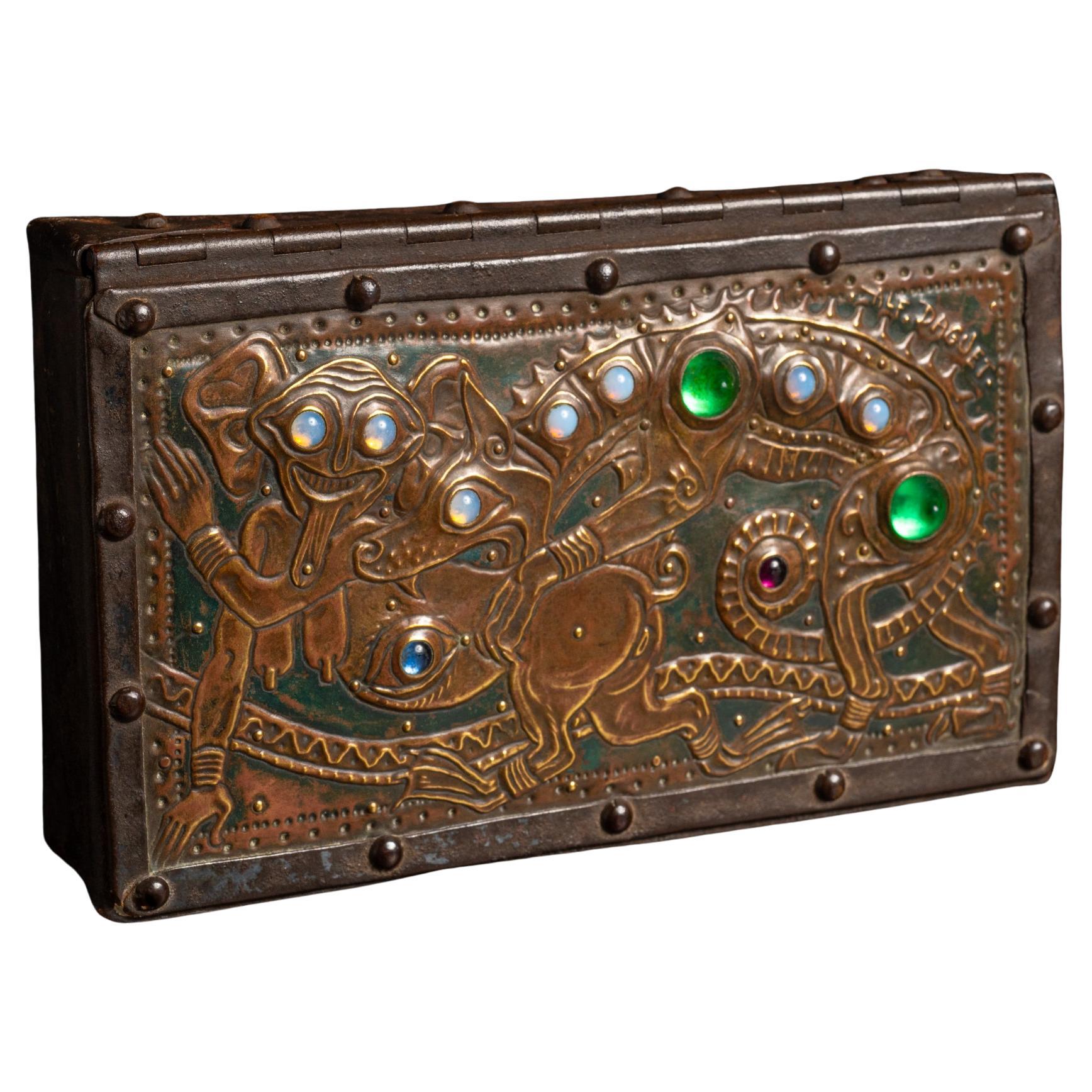 Art Nouveau Repousse "Box of Madness" by Alfred Daguet For Sale