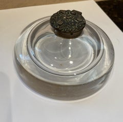 Art Nouveau Repousse Brass & Glass Inkwell