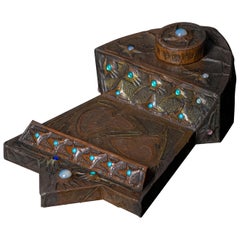 Tintero místico repoussé Art Nouveau de Alfred Daguet