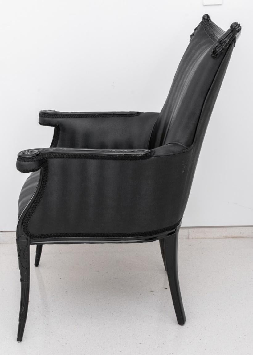 Art Nouveau Revival Ebonized Upholstered Armchair In Good Condition For Sale In New York, NY