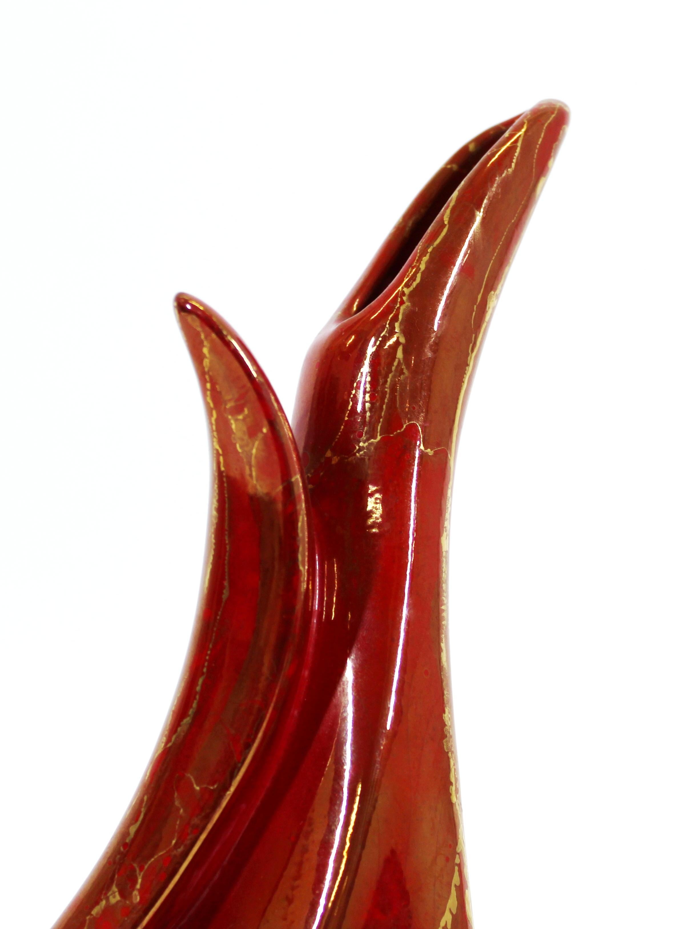 Art Nouveau Revival Style Red Ceramic Pitcher 1