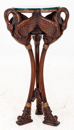 Art Nouveau Revive Pedestal en acajou sculpté en forme de Swan