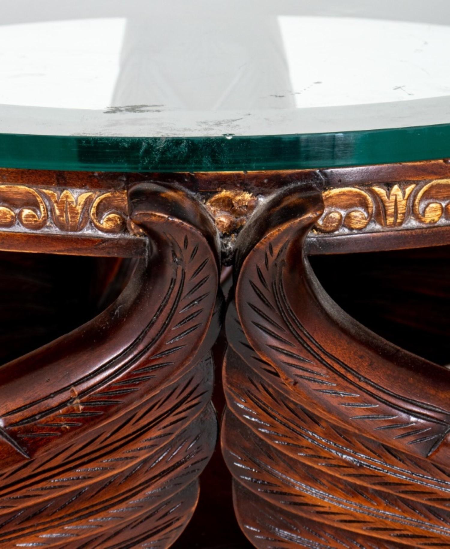 Art Nouveau Revival Swan geschnitzt Mahagoni Pedestal im Zustand „Gut“ im Angebot in New York, NY