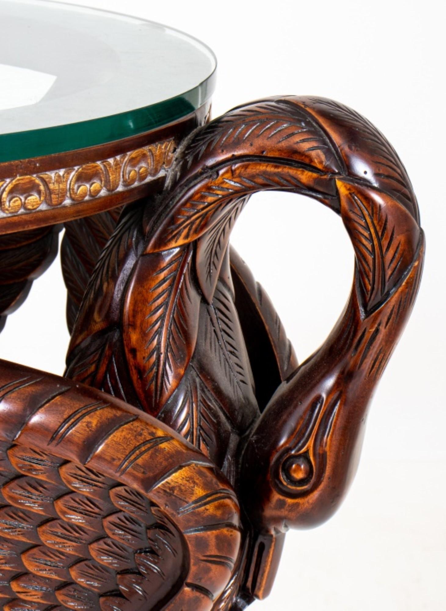 20th Century Art Nouveau Revival Swan Carved Mahogany Pedestal For Sale