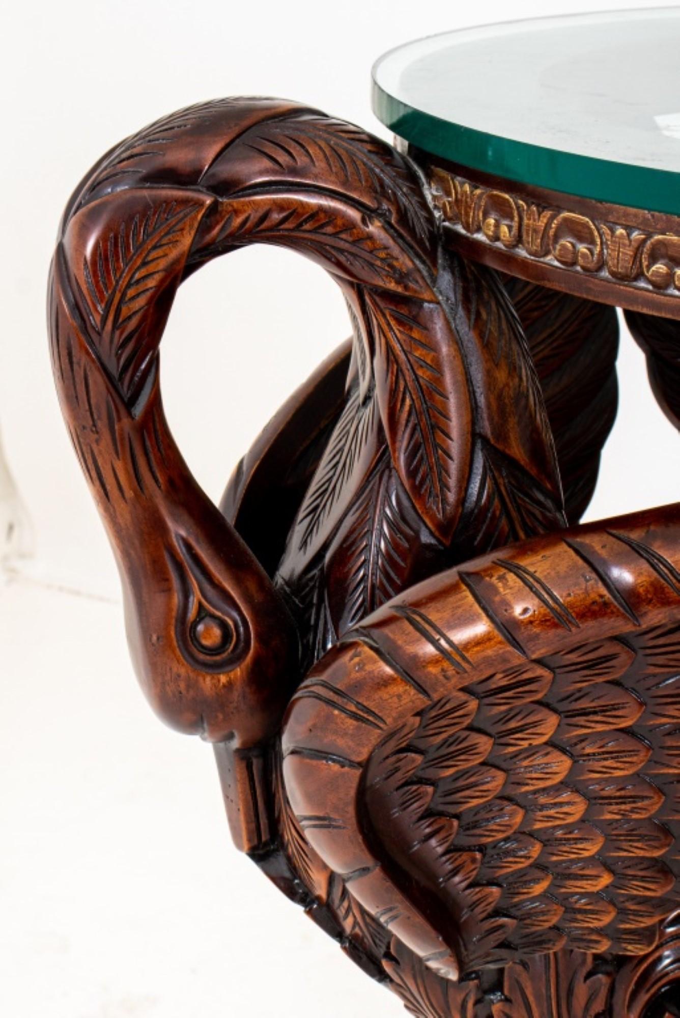 Art Nouveau Revival Swan Carved Mahogany Pedestal For Sale 3
