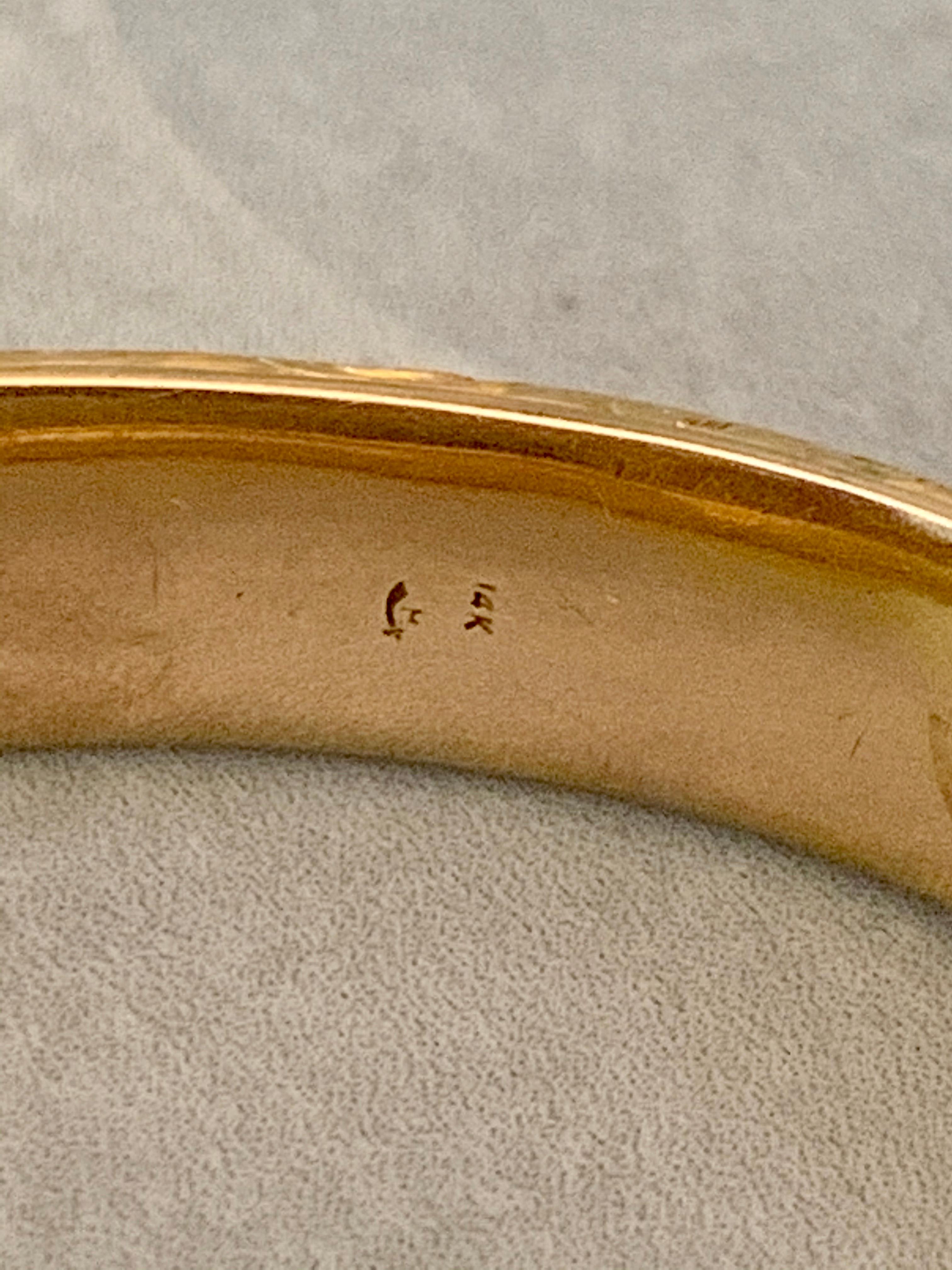 Art Nouveau Riker Brothers 14 Karat Yellow Gold Hinged Bangle In Good Condition In St. Louis Park, MN