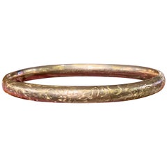 Art Nouveau Riker Brothers Engraved Floral Foliate 14 Karat Yellow Gold Bangle