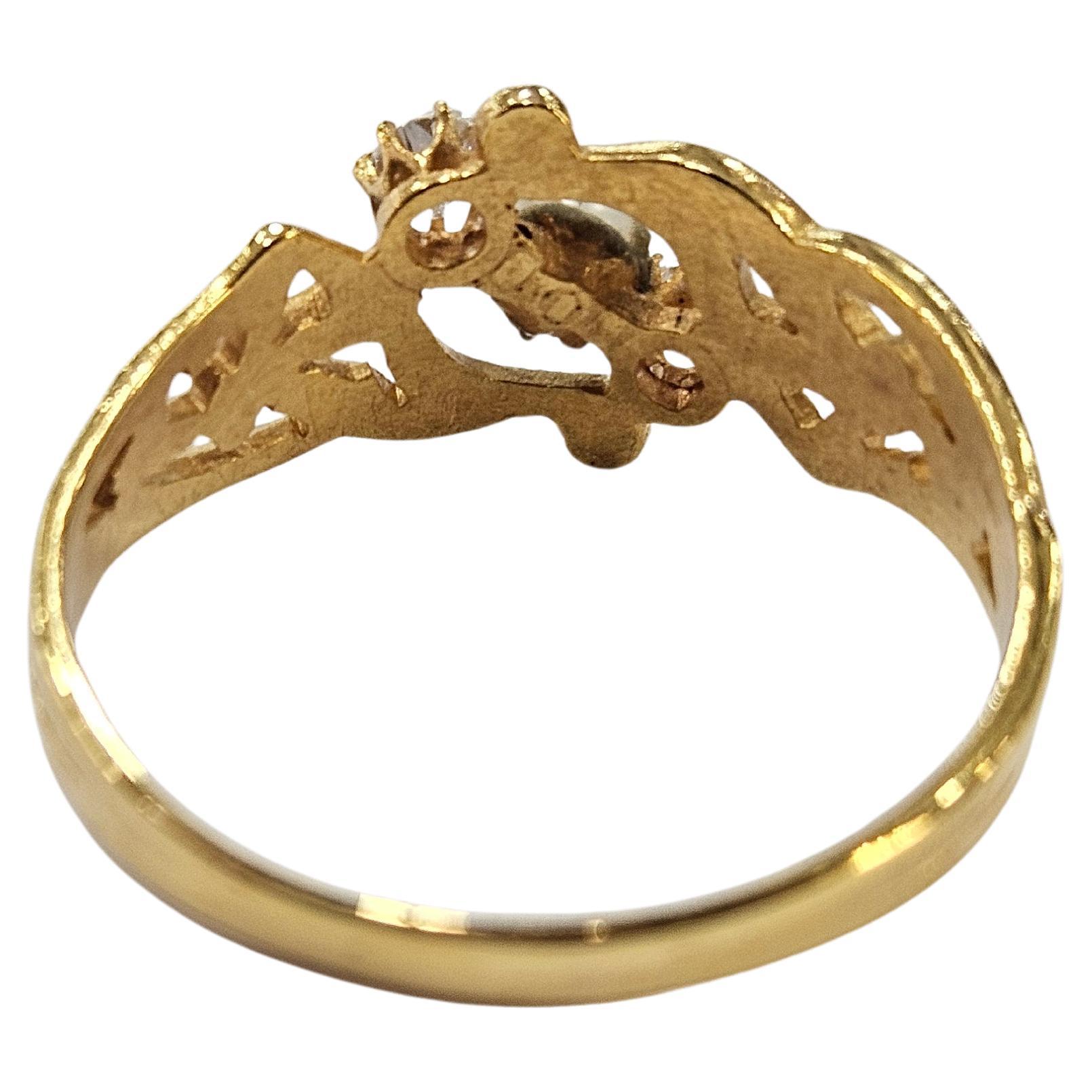 Anello Art Nouveau 1920 Diamonds Mine e Perle coltivate in oro giallo 18 Kts in vendita 3