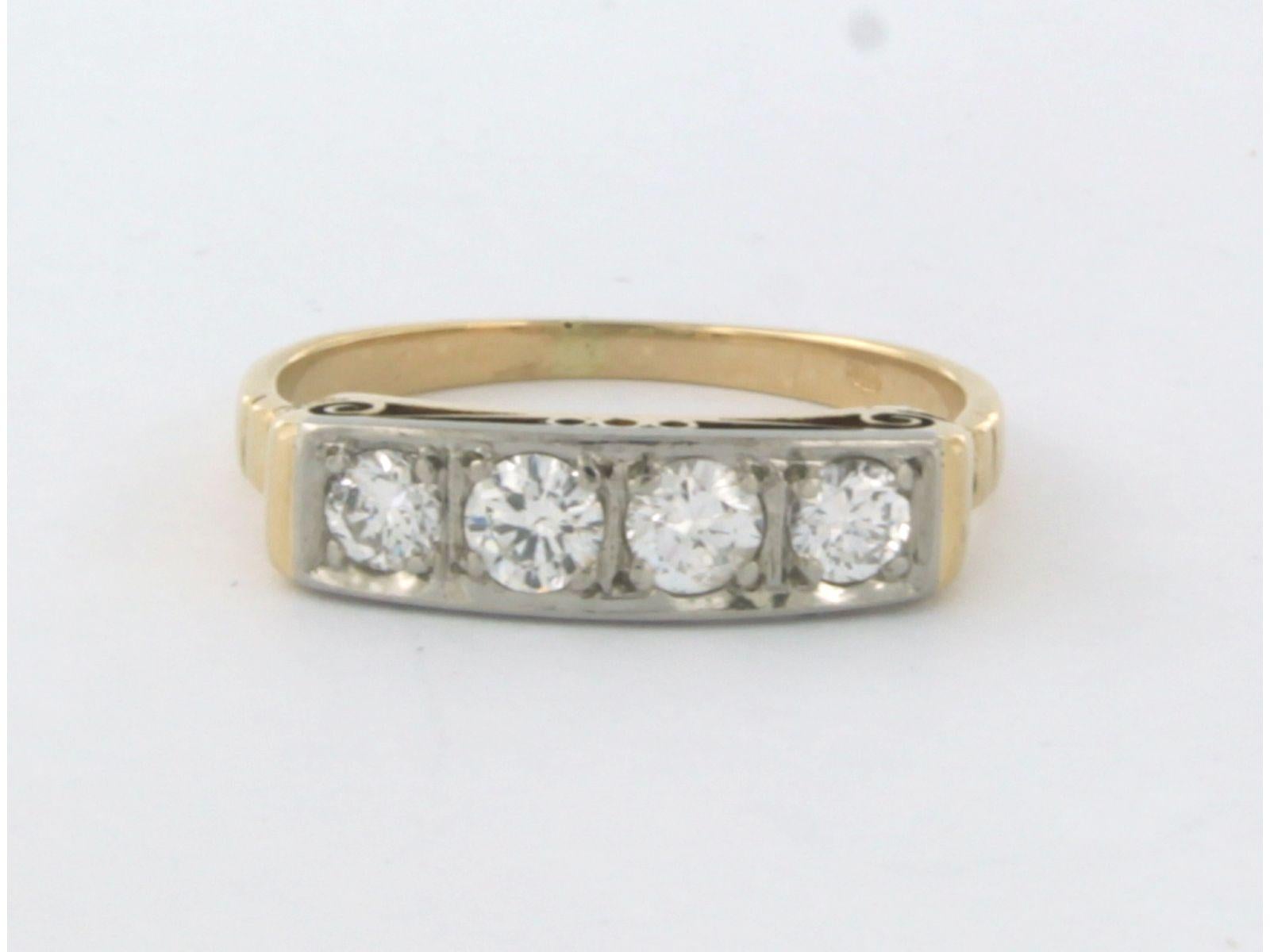 14k bicolour gold ring set with brilliant cut diamonds up to 0.50ct - G/H - SI - ring size US 6 - EU 16.5 (52)

detailed description:

the top of the ring is 4.5 mm wide

Ring size US 6 - EU 16.5 (52), ring can be enlarged or reduced a few sizes at