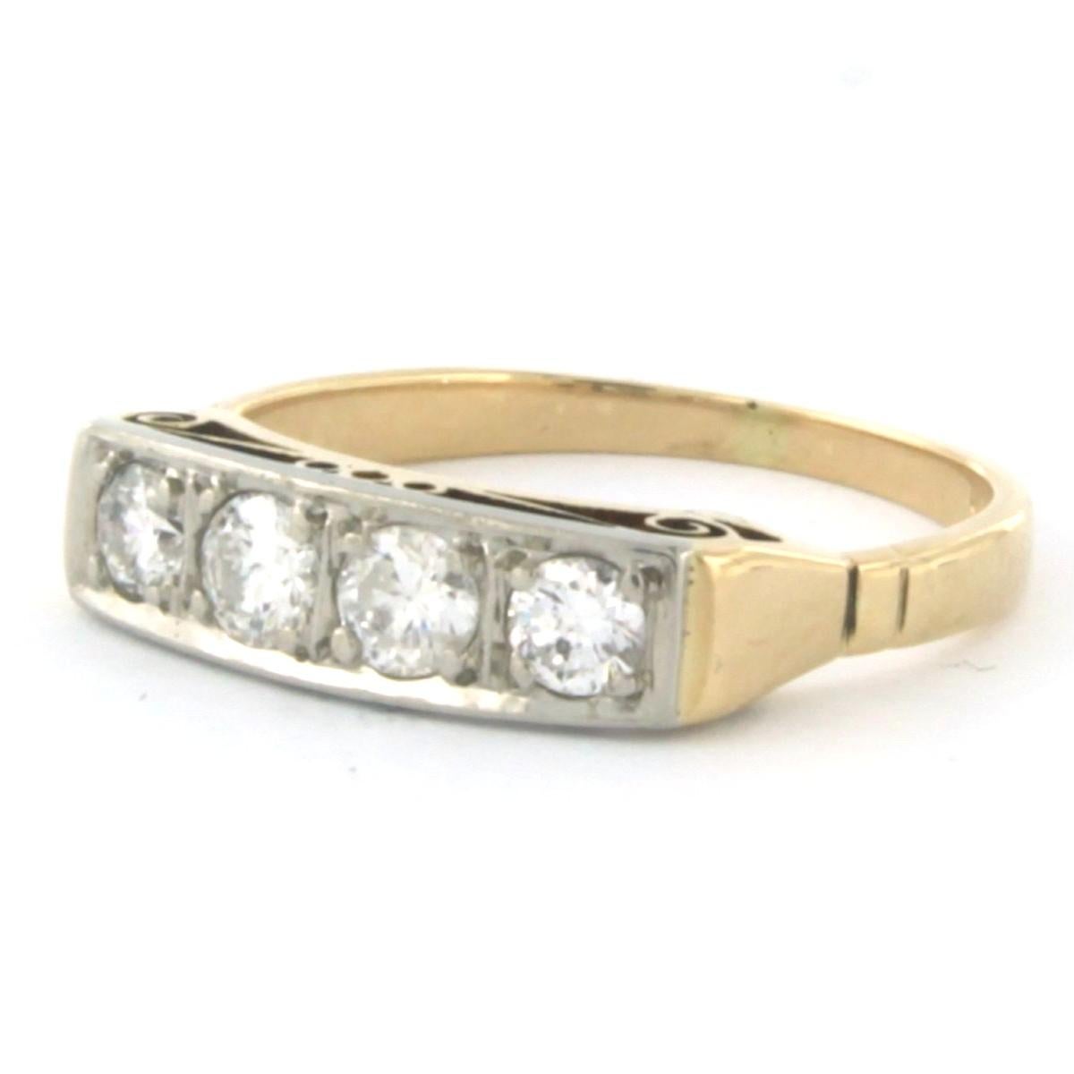 Ring aus 14k Bicolor-Gold, besetzt mit Diamanten im Brillantschliff bis zu 0,50ct - G/H - SI - Ringgröße US 6 - EU 16.5 (52)

detaillierte Beschreibung:

die Oberseite des Rings ist 4.5 mm breit

Ringgröße US 6 - EU 16.5 (52), Ring kann zum