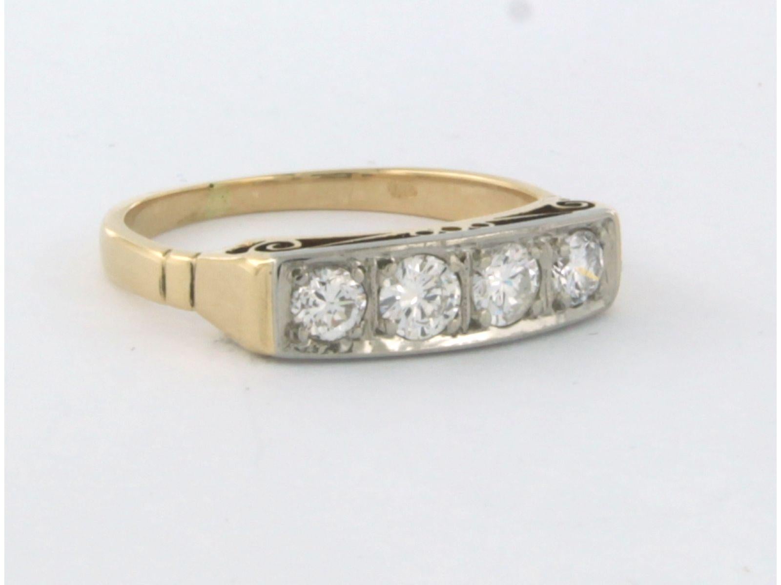 Art Nouveau ART NOUVEAU Ring with brilliant cut diamonds up to 0.50ct 14k bicolour gold For Sale