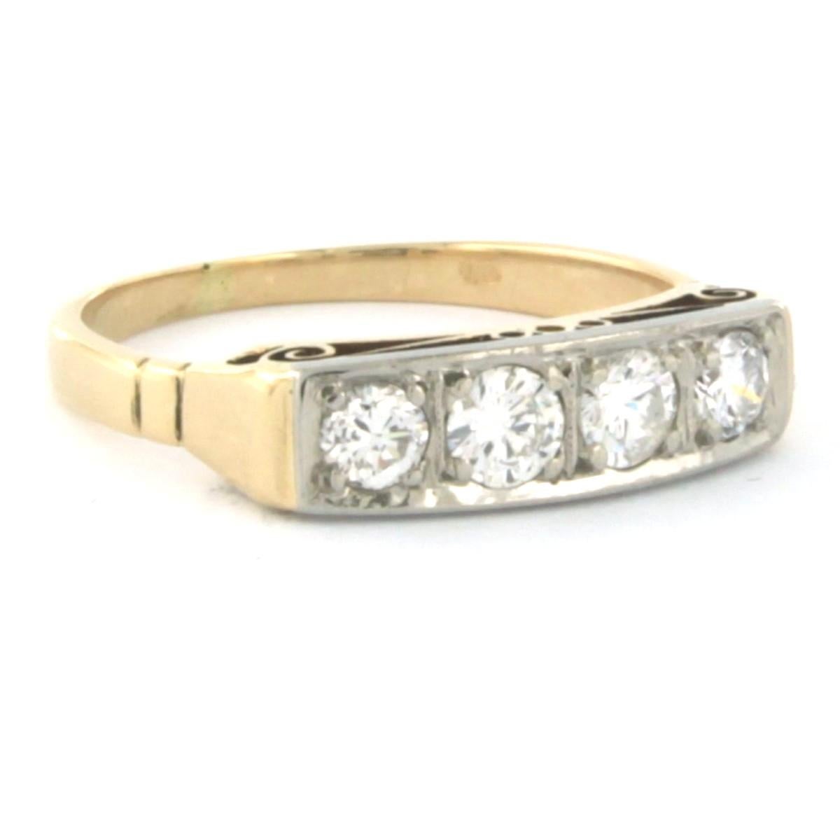 ART NOUVEAU Ring mit Diamanten im Brillantschliff bis zu 0,50 Karat 14k zweifarbigem Gold (Art nouveau) im Angebot
