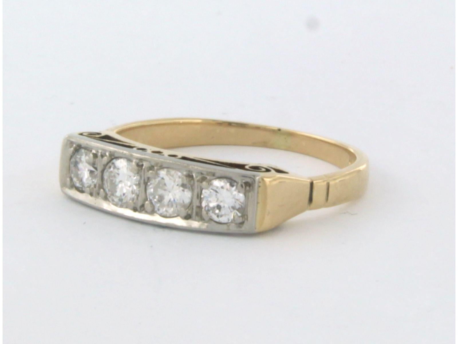 Brilliant Cut ART NOUVEAU Ring with brilliant cut diamonds up to 0.50ct 14k bicolour gold For Sale