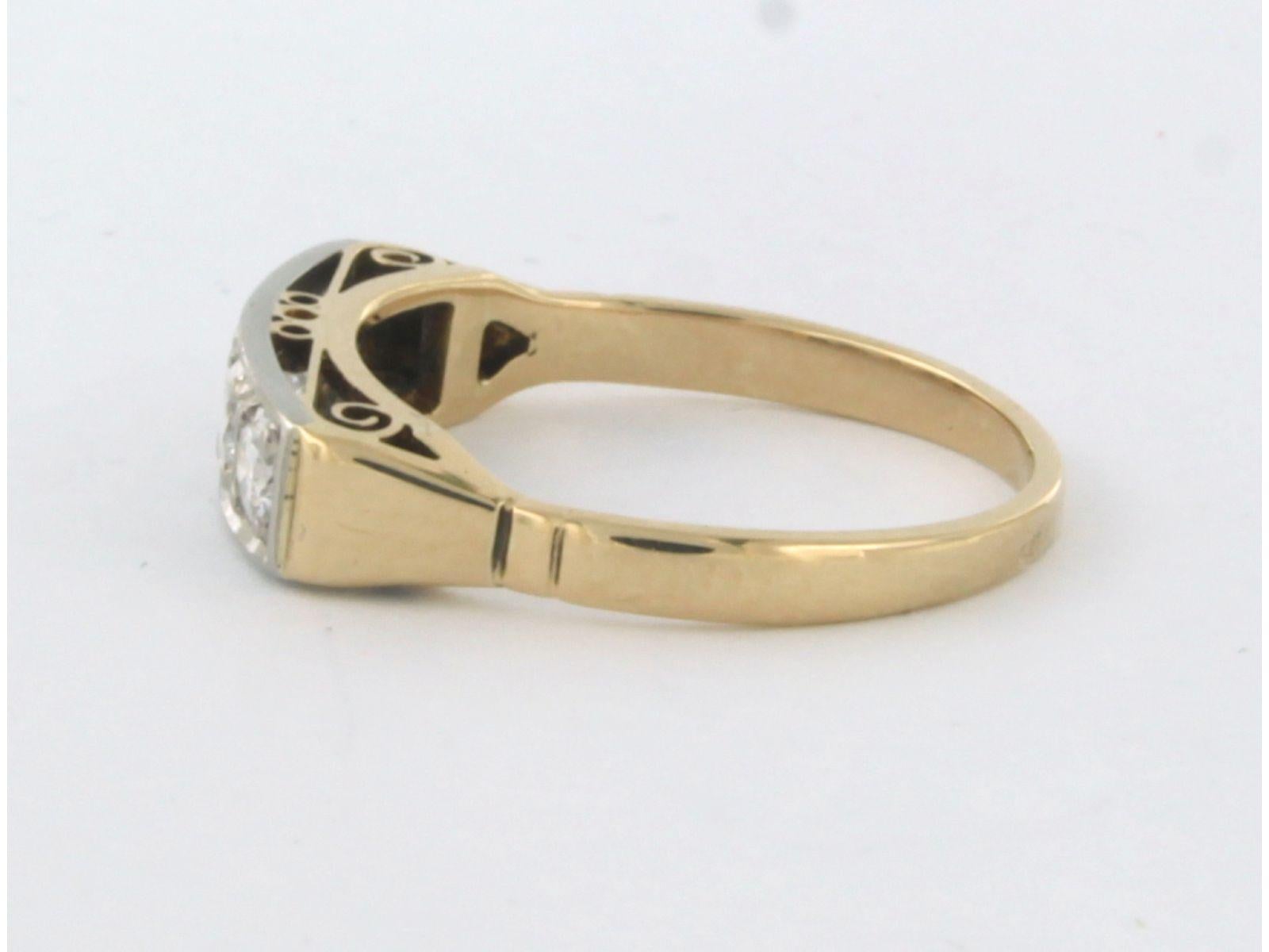 ART NOUVEAU Ring with brilliant cut diamonds up to 0.50ct 14k bicolour gold In Excellent Condition For Sale In The Hague, ZH