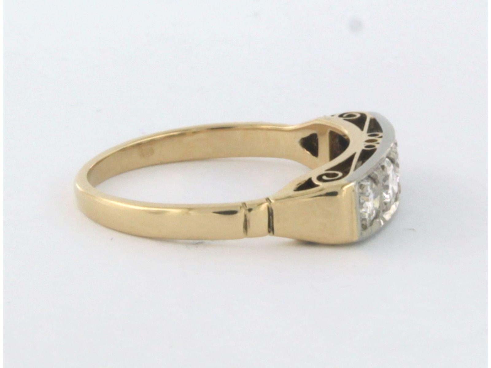 ART NOUVEAU Ring with brilliant cut diamonds up to 0.50ct 14k bicolour gold For Sale 1