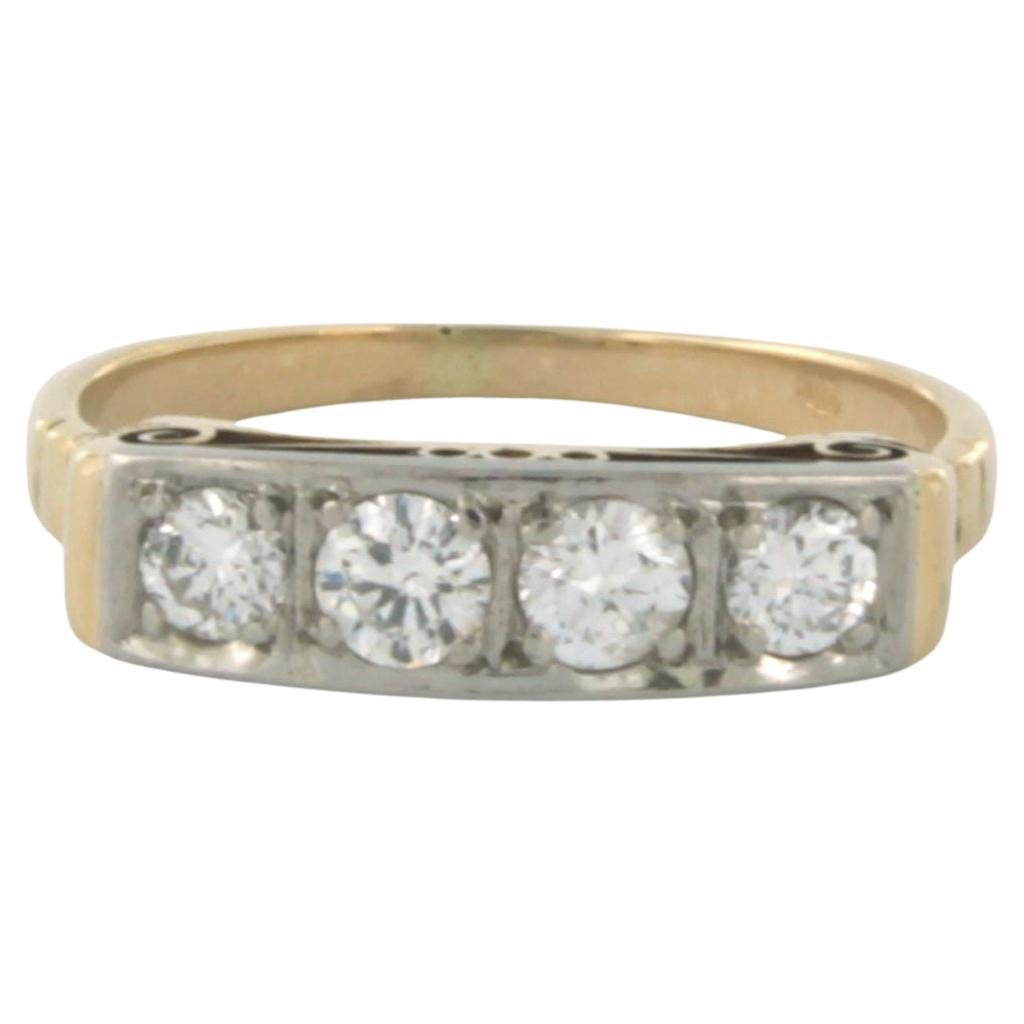 ART NOUVEAU Ring with brilliant cut diamonds up to 0.50ct 14k bicolour gold