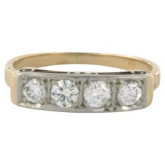 ART NOUVEAU Ring with brilliant cut diamonds up to 0.50ct 14k bicolour gold
